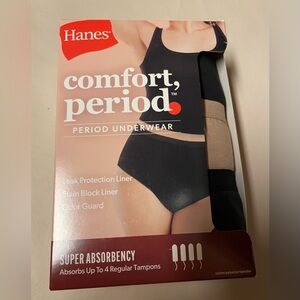 Hanes 10/3XL, Women’s Comfort, Period Moderate Protection Briefs, 3 pr, NEW